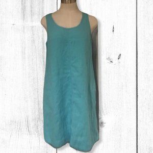 J.Jill 100% Linen Sleeveless Midi Dress Turquoise
